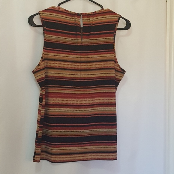 Chaps Sleeveless Top Tank Stretchy Striped - Picture 3 of 4